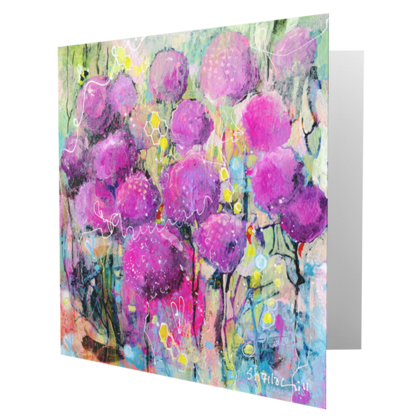 Purple Alliums Flower Greeting Card