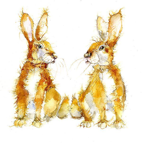 Rabbits Cabbage and Patch  Print