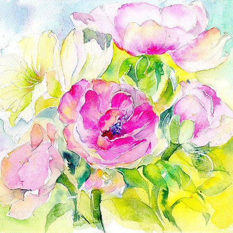 Rose & Lily Flower Card-Sheila Gill Fine Art