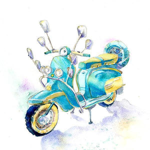 Scooter Happy Days - Card-Sheila Gill Fine Art