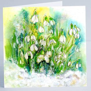 Snowdrops Flower Card-Sheila Gill Fine Art