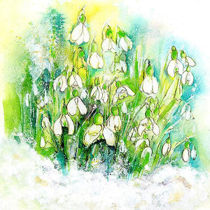 Snowdrops Flower Card-Sheila Gill Fine Art
