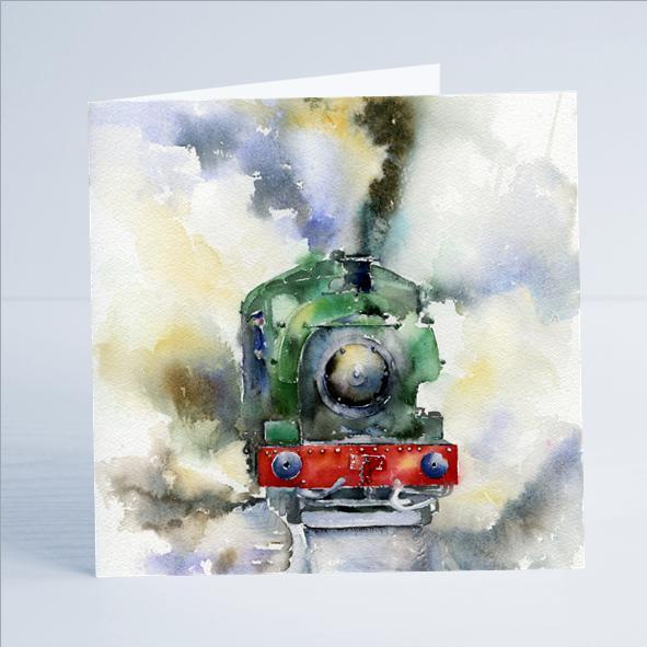 Steam train - Card-Sheila Gill Fine Art