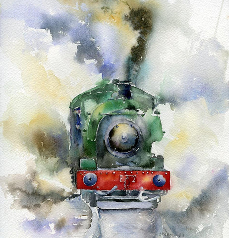 Steam train - Card-Sheila Gill Fine Art