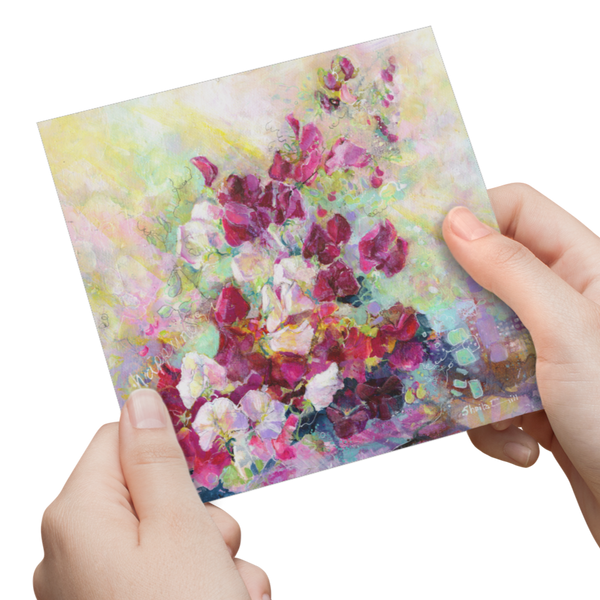 Sweet Peas Flower Greeting Card