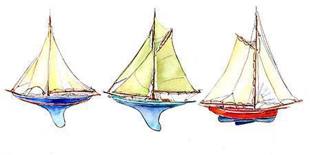 Toy Yachts - Card-Sheila Gill Fine Art