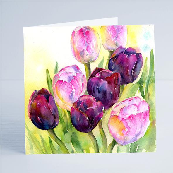 Tulips Flower Card-Sheila Gill Fine Art