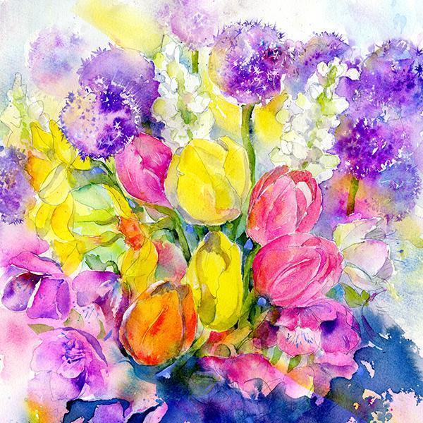 Spring Flowers Card-Sheila Gill Fine Art