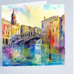 Venice Rialto Bridge - Card-Sheila Gill Fine Art