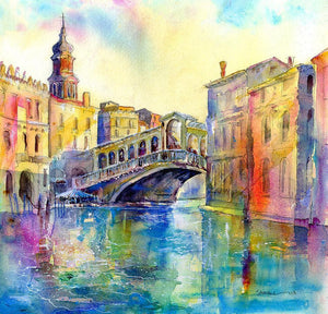 Venice Rialto Bridge - Card-Sheila Gill Fine Art