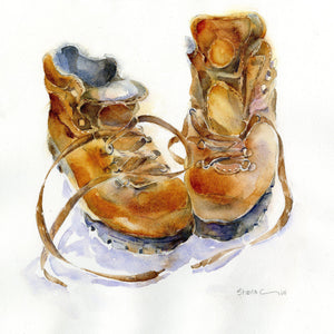 Walking Boots - Card-Sheila Gill Fine Art
